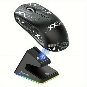 ATTACK SHARK X6 49g SUPERLIGHT Mouse with Magnetic Charging Dock, PixArt PAW3395 Gaming Sensor, BT/2.4G Wireless/Wired Gaming Mouse with Tape, 26000 DPI, X3 Upgrade Mice for Win11/Xbox/PS/Mac (Black)