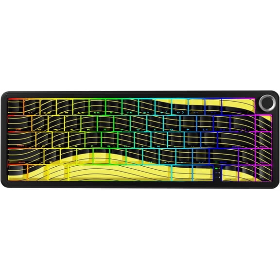 ATTACK SHARK X65PRO HE Rapid Trigger Keyboard, Magnetic Keyboard, 0.01mm RT Accuracy Gaming Keyboard, Magnetic Switch, Tri-Mode, 0.125ms Latency, 8K Polling Rate, for Gamer (Black Yellow)