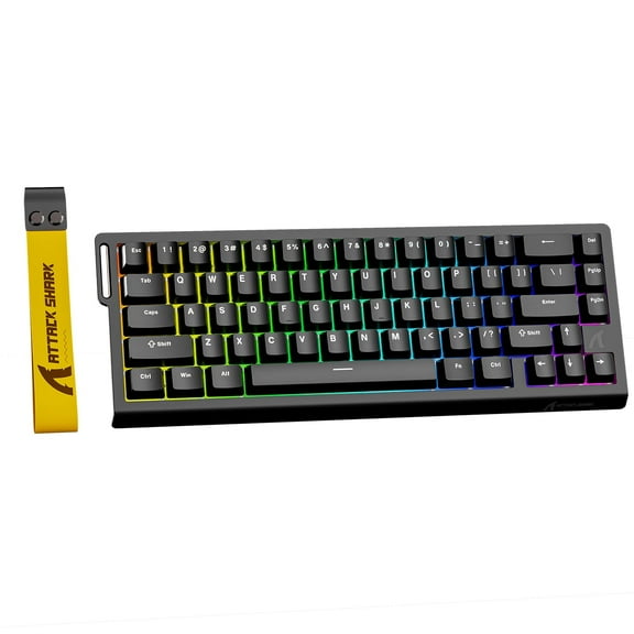 ATTACK SHARK X68 HE 8000Hz Rapid Trigger Keyboard, 0.01mm RT Accuracy Wired Gaming Keyboard with Magnetic Switch, Adjustable Actuation, Rapid Trigger, Snap Tap, RGB Lighting for PC/Mac, Black