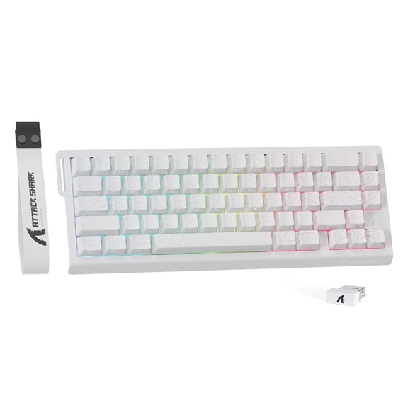 ATTACK SHARK X68 PRO HE 60% Tri-Mode RGB Gaming Keyboard, Rapid Trigger, Hall Effect Magnetic Switch, 8K Polling, White Contours