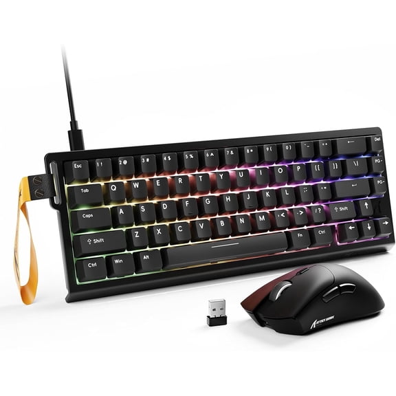 ATTACK SHARK X68 HE & R1 Gaming Keyboard and Mouse Set, 8000Hz Rapid Trigger Wired Keyboard, 0.01mm RT Accuracy, Snap Tap, 59g SUPERLIGHT Wireless Mouse, 18000DPI, BT/Wired/2.4G Mice, Black Contours