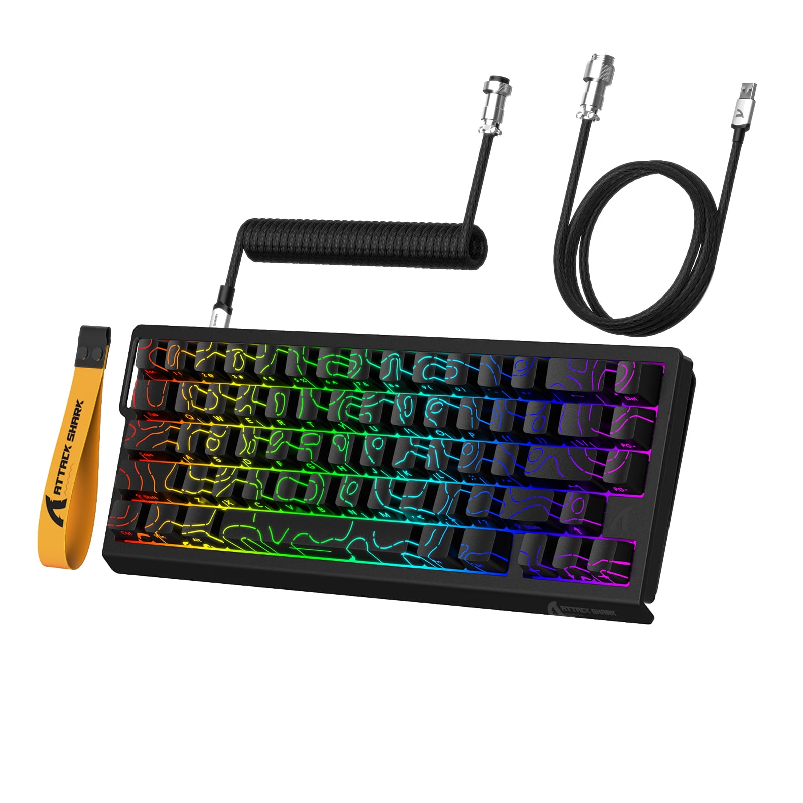 ATTACK SHARK X68 HE Rapid Trigger Keyboard Magnetic Switch with C01PRO Coiled Cable, 60% Wired 8KHz Magnetic Keyboard With 0.01mm RT Accuracy, Support RT/Snap Tap/DKS/MT/TGL