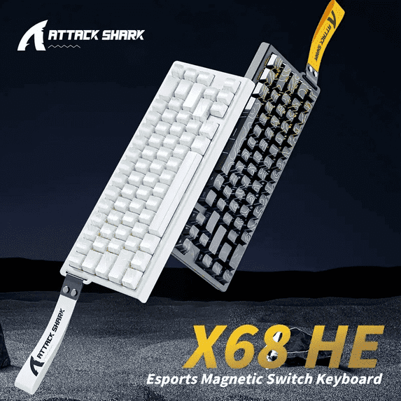 ATTACK SHARK X68 HE Rapid Trigger Keyboard Magnetic Switch with C01PRO Coiled Cable, 60% Wired 8KHz Magnetic Keyboard With 0.01mm RT Accuracy, Support RT/Snap Tap/DKS/MT/TGL