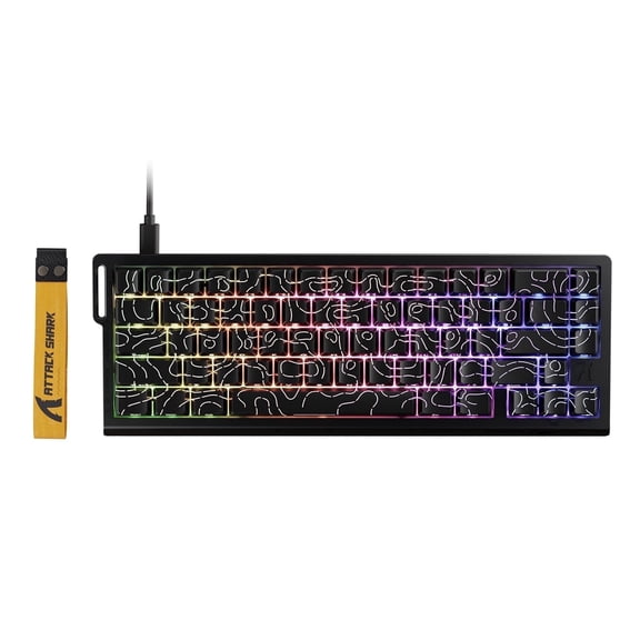 ATTACK SHARK X68 HE 60% Wired Mechanical Gaming Keyboard, Rapid Trigger, Adjustable Actuation, Hall Effect Magnetic Switches, 8KHz Polling Rate, RGB Backlit, PC/Mac Compatible, Black Contours