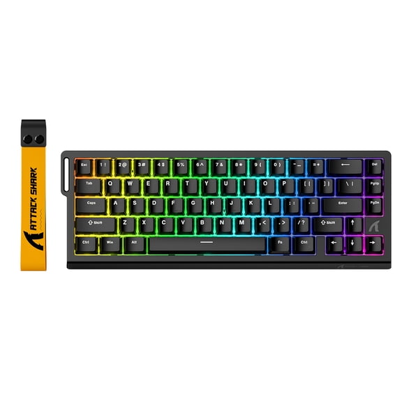 ATTACK SHARK X68 HE 60% Wired Mechanical Gaming Keyboard, Rapid Trigger, Adjustable Actuation, Hall Effect Magnetic Switches, 8KHz Polling Rate, RGB Backlit, PC/Mac Compatible, Black