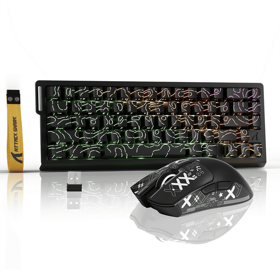ATTACK SHARK X68HE PRO Rapid Trigger Wireless Gaming Keyboard and X11 Mouse, 8K Polling Rate,Hall Effect Magnetic Switch Keyboard, Tri-mode Mouse with Magnetic Charging Dock, 22000 DPI for PC Mac