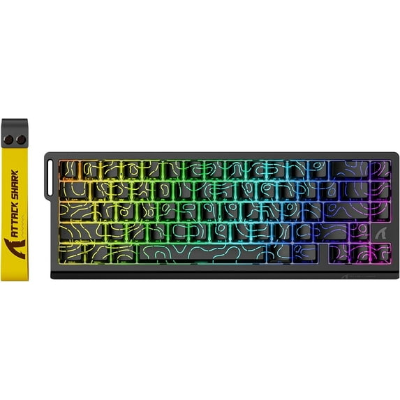 ATTACK SHARK X68HE Rapid Trigger Mechanical Gaming Keyboard 60% Wired with Adjustable Actuation,Hall Effect Magnetic Switch,8KHz Polling Rate,RGB Backlit,Top Mount,Side Printed Keycap(Black Contour)