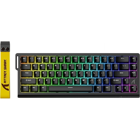 ATTACK SHARK X68HE Rapid Trigger Mechanical Gaming Keyboard 60% Wired TKL with Adjustable Actuation,Hall Effect Magnetic Switch,8KHz Polling Rate,RGB Backlit,Top Mount for PC Mac Esport Gamer(Black)