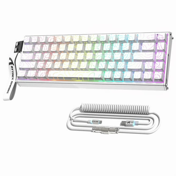 ATTACK SHARK X68MAX HE Rapid Trigger CNC Aluminum Keyboard Magnetic Switch with C01Ultra RGB Coiled Cable