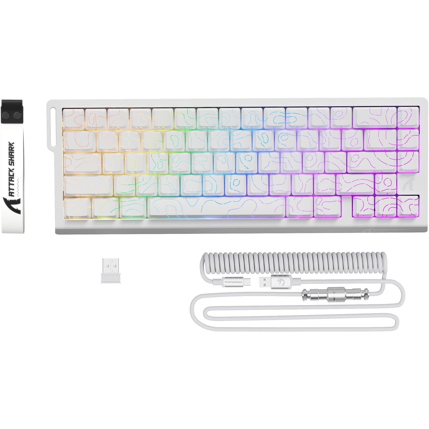ATTACK SHARK X68PRO HE Rapid Trigger Gaming Keyboard with Coiled Cable - 8KHz Polling Rate, Actuation Point Adjustable, Magnetic Switches, PBT Keycaps, RGB Backlight for PC/Mac