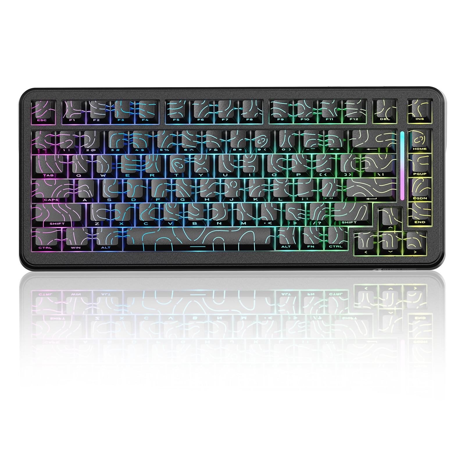 ATTACK SHARK X82PRO HE 75% Wireless Rapid Trigger Magnetic Keyboard, 8K Wired Gaming Keyboard, Hall Effect Switches Adjustable Actuation, QWERTY, RGB Backlit, C01 RGB Coiled Cable -Black