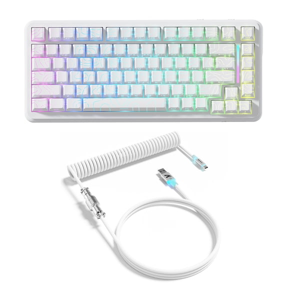ATTACK SHARK X82PRO HE Magnetic Keyboard With C01Ultra RGB Light Coiled Cable, 75% Wireless Rapid Trigger Keyboard Supporting 8KHz Connectivity with 0.01mm Precision &Adjustable Actuation Points