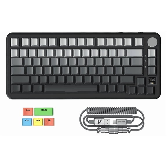 ATTACK SHARK X85PRO Gasket Mechanical Keyboard, 75% Wireless Gaming Keyboard with TFT Screen&CNC Knob, 2.4Ghz/BT5.1/USB-C, 5 Layer Padding, Hot-Swap Linear Switch, RGB, for PC,MAC,QMK