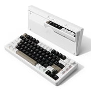 ATTACK SHARK X86 75% Wireless Gasket Mechanical Keyboard with Knob, CNC Aluminum Turd, 3 Mode Connectivity,82 Key Hot Swappable,Custom Linear Switches RGB Gaming Keyboard for Win/Mac/Linux-Milk White