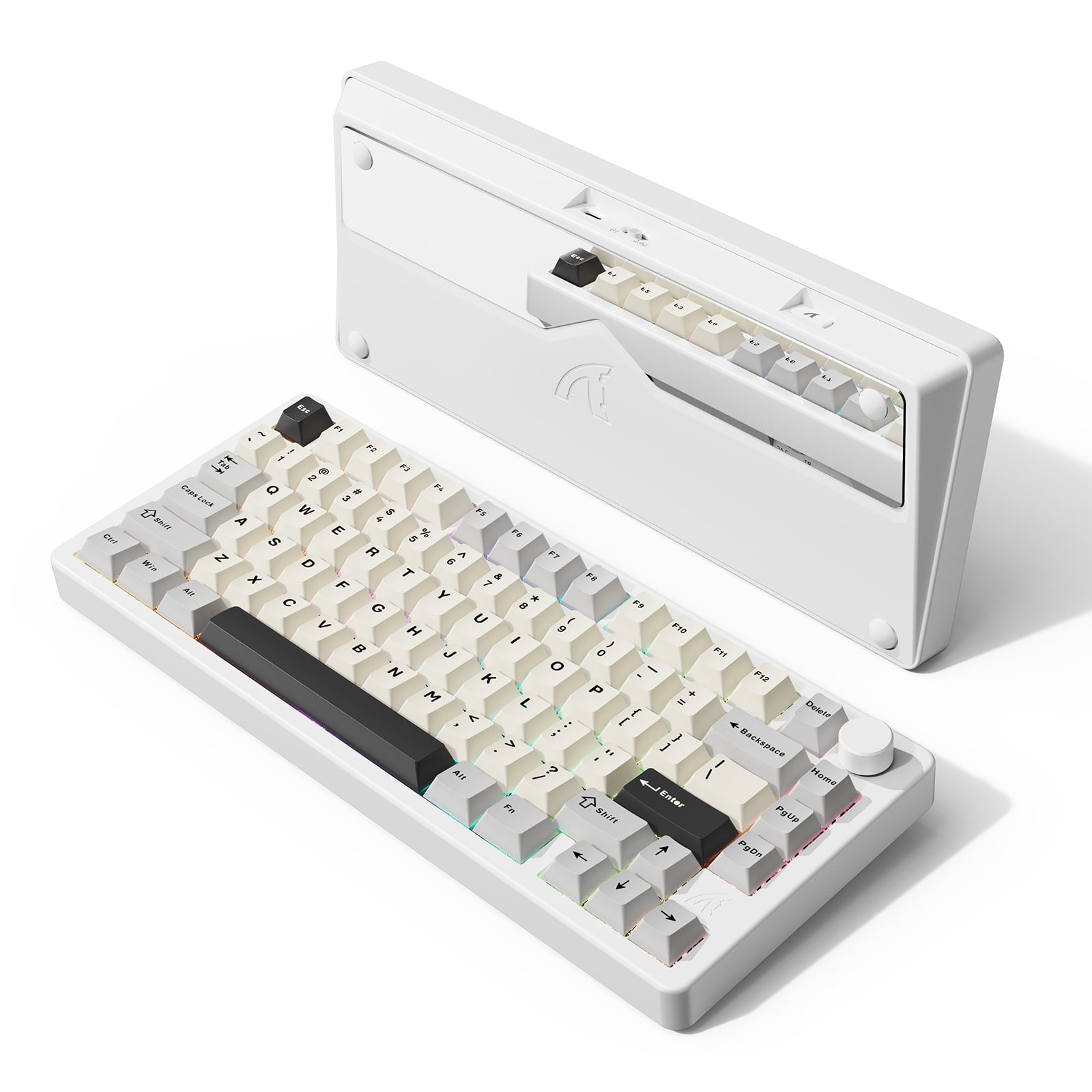 ATTACK SHARK X86 75% Wireless Gasket Mechanical Keyboard with Knob, CNC Aluminum Turd, 3 Mode Connectivity,82 Key Hot Swappable,Custom Linear Switches RGB Gaming Keyboard for Win/Mac/Linux-Star White