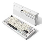 ATTACK SHARK X86 75% Wireless Gasket Mechanical Keyboard with Knob, CNC Aluminum Turd, 3 Mode Connectivity,82 Key Hot Swappable,Custom Linear Switches RGB Gaming Keyboard for Win/Mac/Linux-Star White