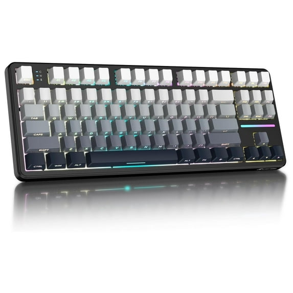 ATTACK SHARK X87 80% Wireless Mechanical Keyboard, BT5.0/2.4G/USB-C Hot-Swap Gasket Gaming Keyboard,RGB Backlit, 4000mAh,Pre-lubed Linear Switch, Side Engraved Gradient PBT Keycap for PC/MAC
