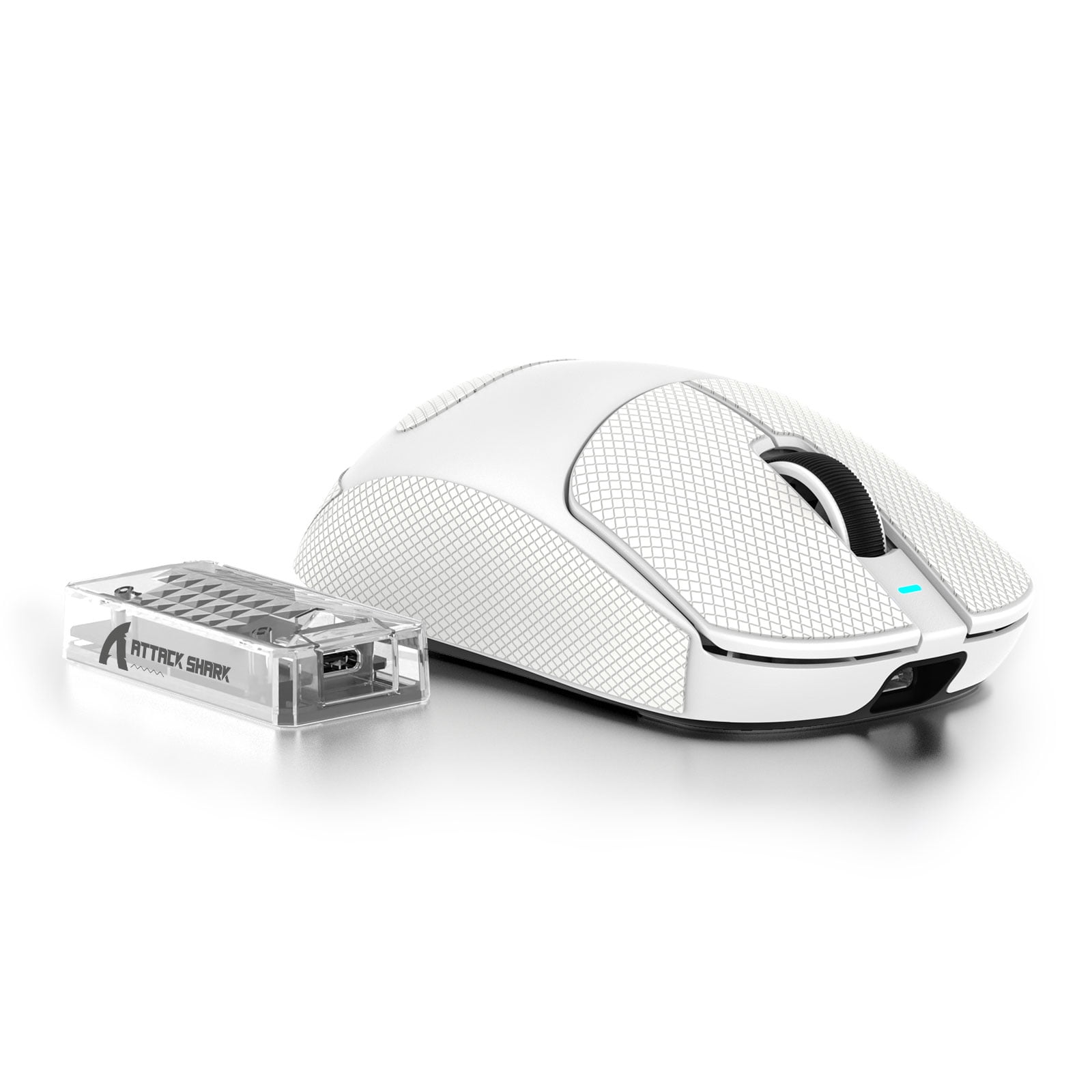 ATTACK SHARK X8PPO 8K Mouse with Grip Tape for Large Hand, 55g SUPERLIGHT, PixArt PAW3395PRO Gaming Sensor, BT/2.4G Wireless/Wired, 6 Adjustable DPI up to 40000, 500mAh Battery (White)