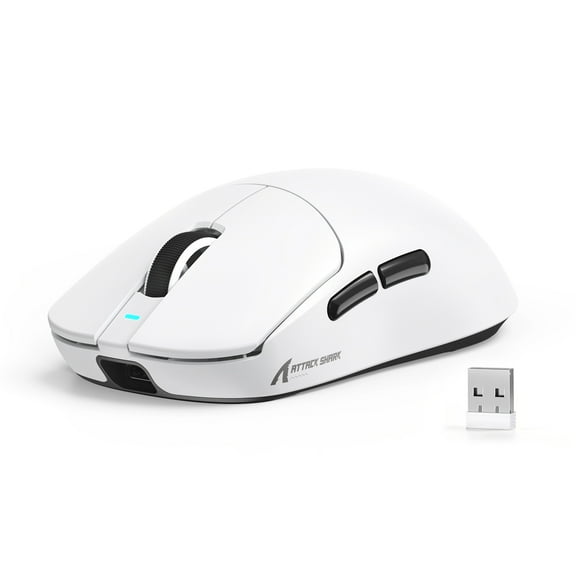ATTACK SHARK X8SE Mouse for Large Hand, 55g SUPERLIGHT, PixArt PAW3311 Gaming Sensor, BT/2.4G Wireless/Wired, Adjustable DPI up to 25000, 500mAh Battery (White)