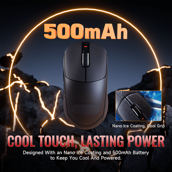 ATTACK SHARK X8ULTRA Mouse for Large Hand, Nordic52840 MCU, 55g SUPERLIGHT, PixArt PAW3950MAX Gaming Sensor, DPI up to 42000, Ice-Cool Nano Coating, with Grip Tape, Tri-mode, 500mAh Battery (Black)