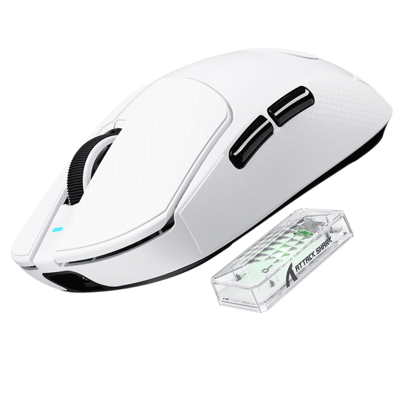 ATTACK SHARK X8ULTRA Mouse for Large Hand, Nordic52840 MCU, 55g SUPERLIGHT, PixArt PAW3950MAX Gaming Sensor, DPI up to 42000, Ice-Cool Nano Coating, with Grip Tape, Tri-mode, 500mAh Battery (White)