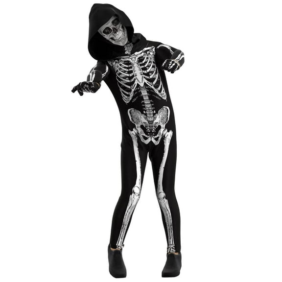 ATTBEA Unisex Jumpsuit - Scary Black and White Halloween Jumpsuit Costume compatible for cos like Skeleton