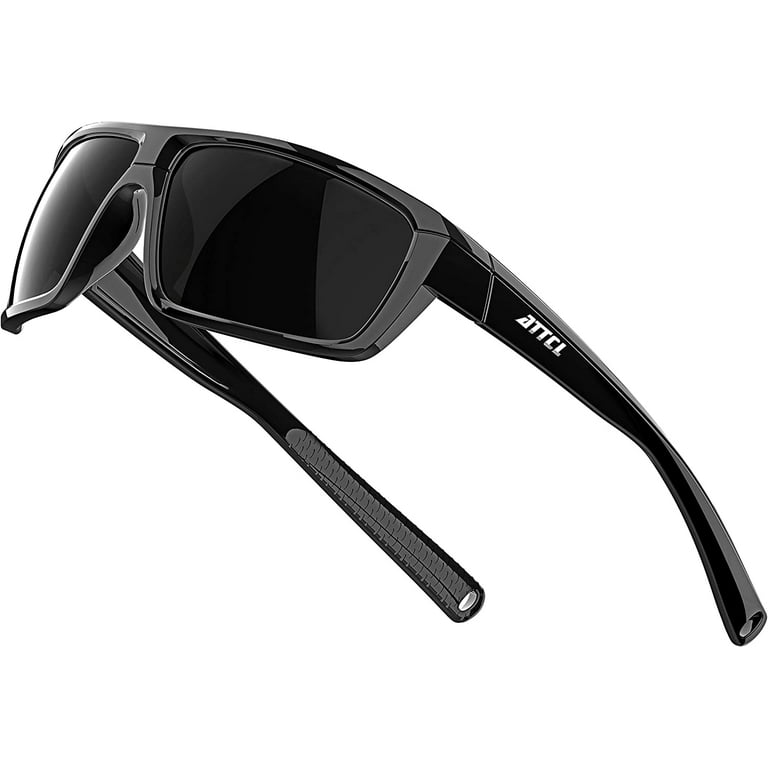 ATTCL Male Polarized Wrap Sunglasses for Men Sports Fishing Glasses 5001  Black