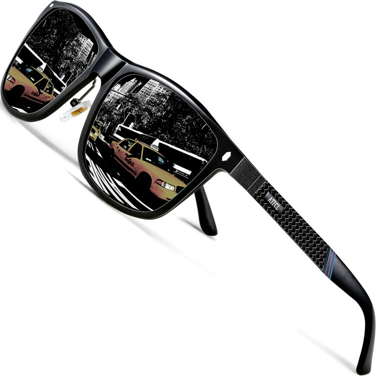 ATTCL Men's Retro Driving Polarized Sunglasses Man Al-Mg Metal Frame Ultra  Light