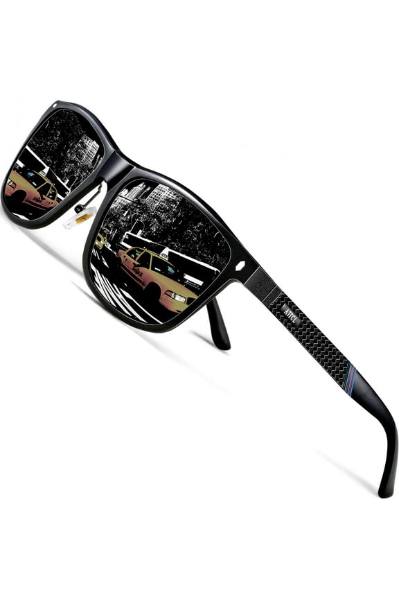 Male Retro Driving Polarized Sunglasses for Men Al-mg Metal Frame Ultra Light