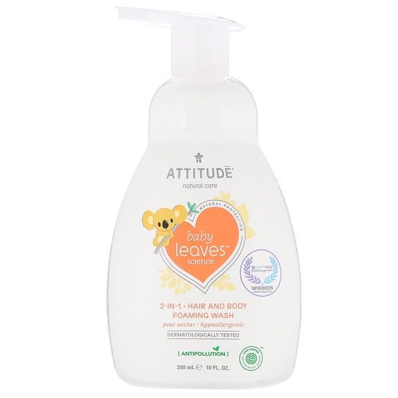 ATTITUDE  Baby Leaves Science  2-In-1 Hair and Body Foaming Wash  Pear Nectar  10 fl oz  295 ml
