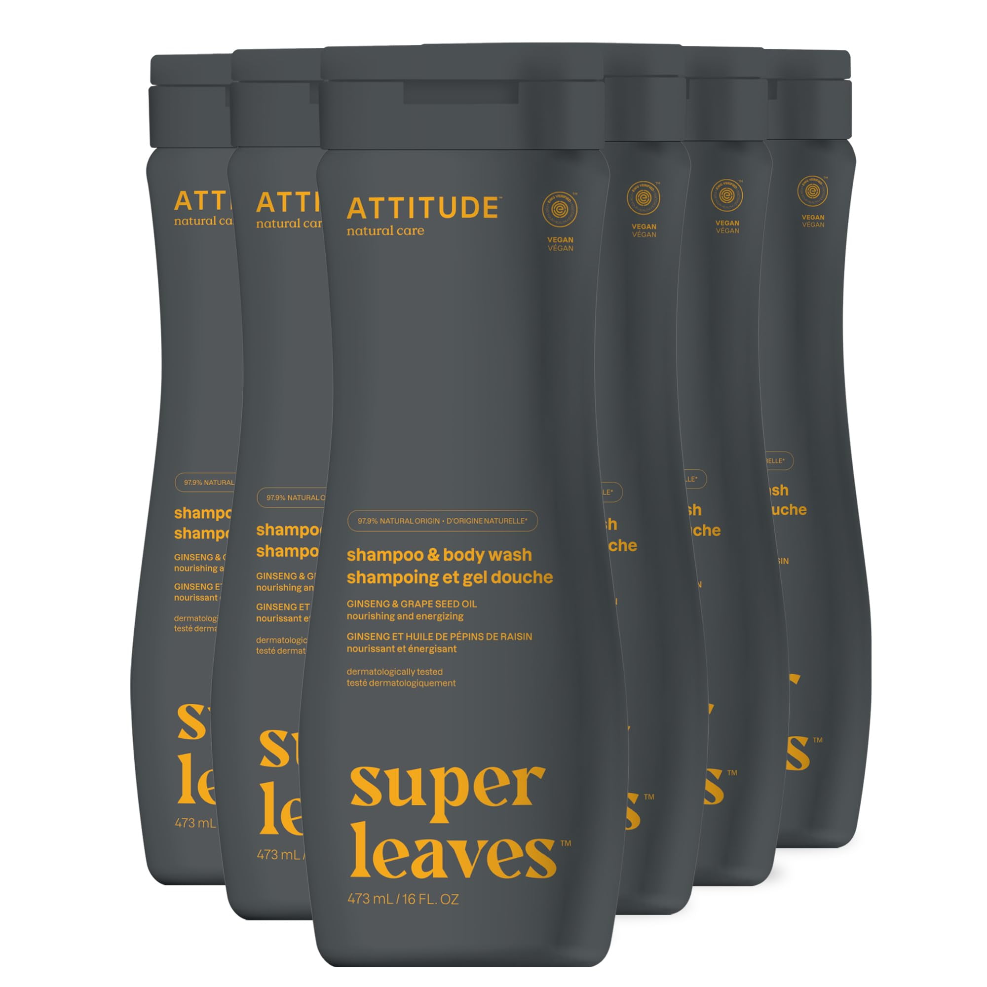 ATTITUDE 2in1 Shampoo and SE33 Body Wash, EWG Verified, Plant and