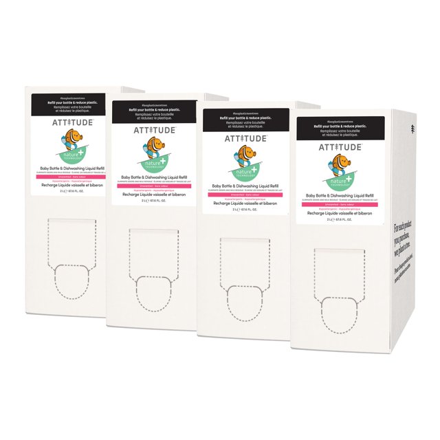 ATTITUDE Baby Dish Soap and Bottle Cleaner, EWG Verified Dishwashing Liquid, No Added Dyes or