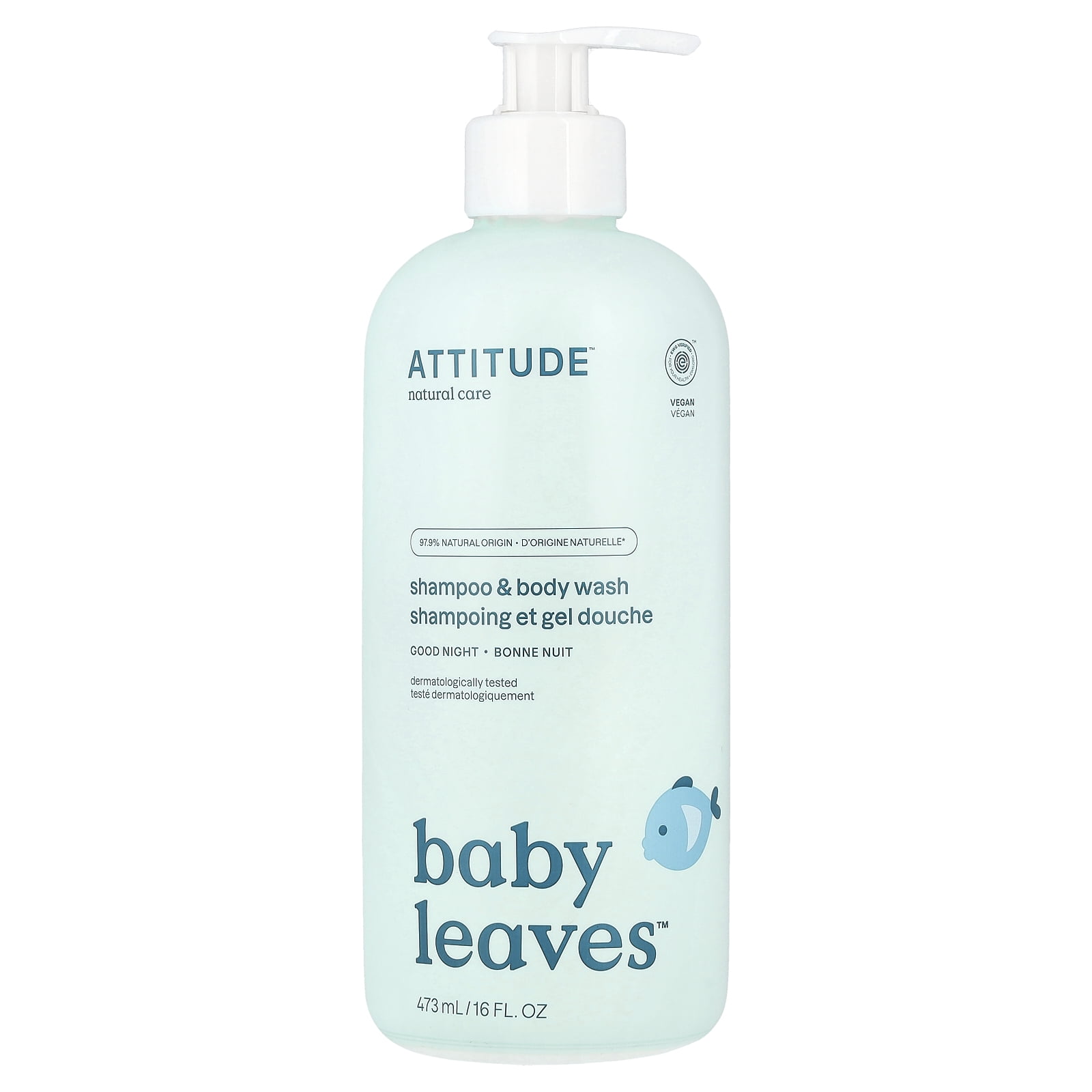 ATTITUDE Baby Leaves, Shampoo & Body Wash, Good Night, 16 fl oz (473 ml)
