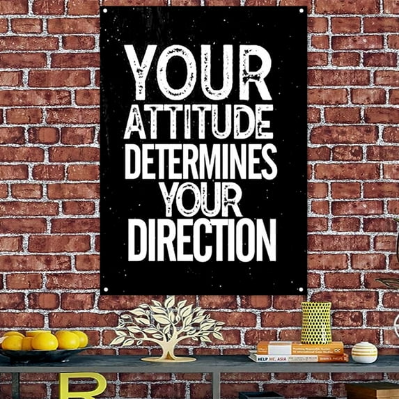 YOUR ATTITUDE DETERMINES YOUR DIRECTION - Success Inspirational Poster Wall Art Uplifting Tapestry Decorative Banner Flag Wall Decoration For Gym Classroom Bedroom Office 38" x 57"