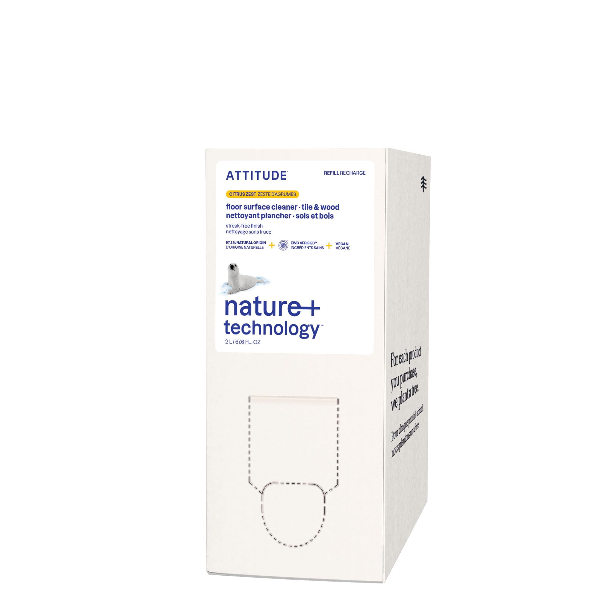 ATTITUDE Floor Surface Cleaner for Tile and Wood, EWG Verified, Streak