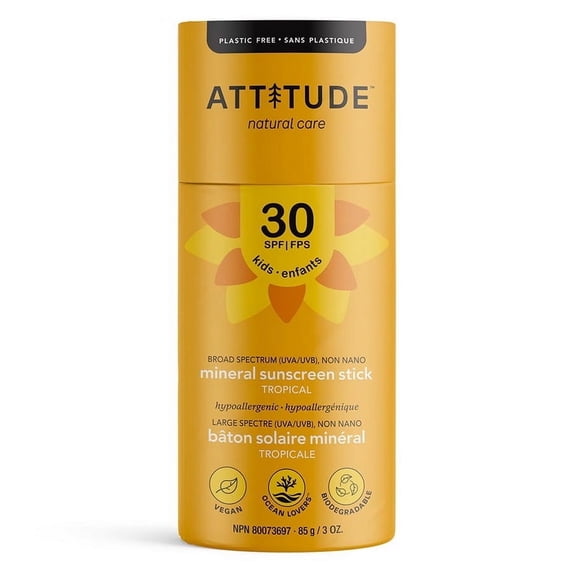 ATTITUDE Kids, Mineral Sunscreen Stick, SPF 30, Tropical, 3 oz (85 g)