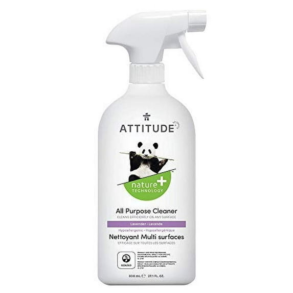 ATTITUDE Multipurpose Spray Cleaner, Efficient Multi-Surface Plant & Mineral-based Formula, Vegan and Cruelty-Free, Lavender, 27.1 Fl Oz