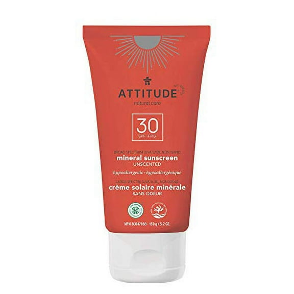 ATTITUDE Sunly, Mineral Sunscreen, 30 SPF, Unscented , 5.2 oz (150 g)