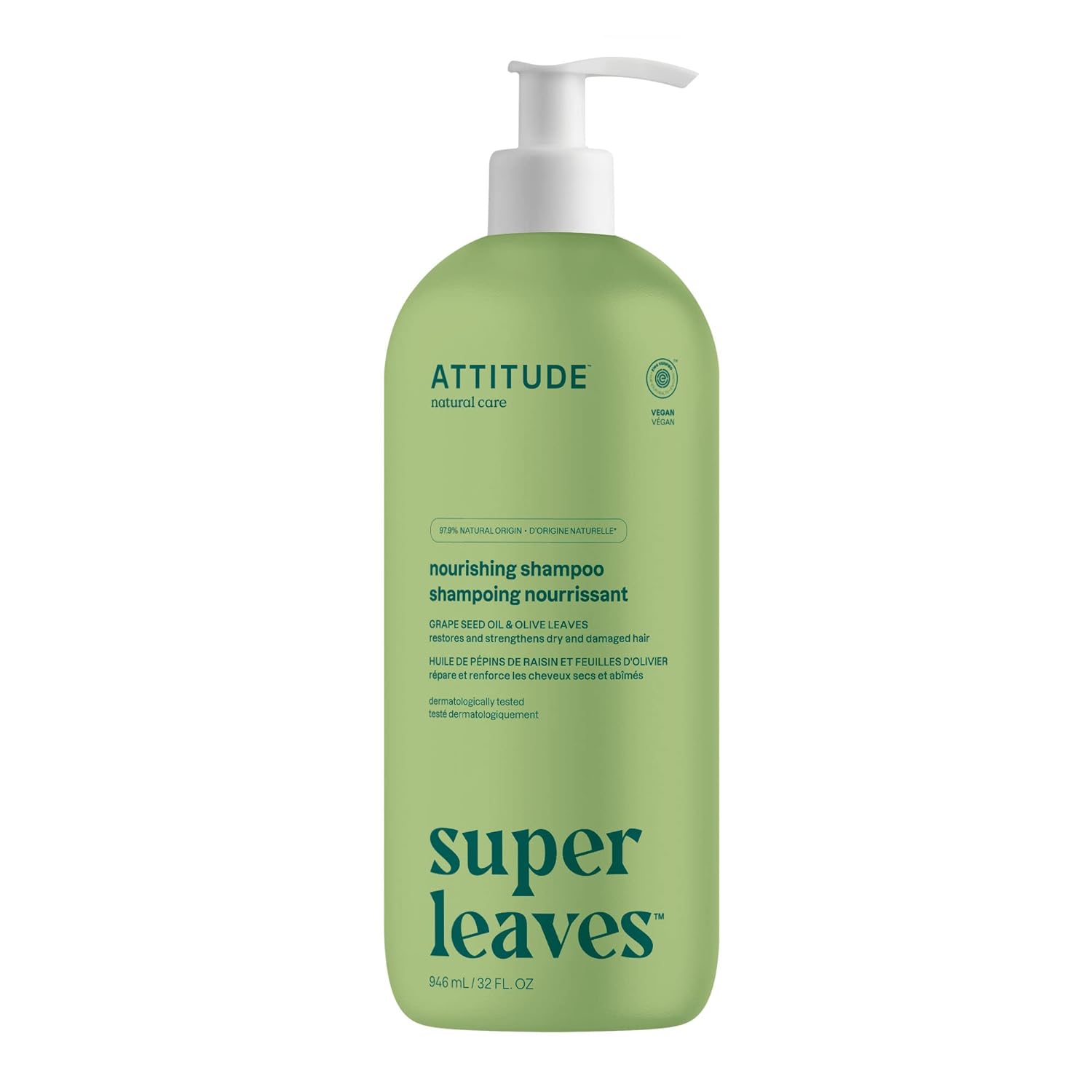 ATTITUDE Nourishing Hair Shampoo, EWG Verified, For Dry and Damaged