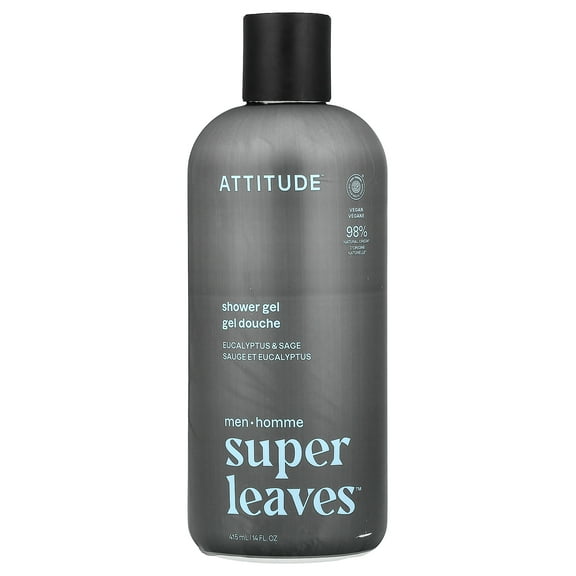 ATTITUDE Super Leaves, Shower Gel, For Men, Eucalyptus & Sage, 14 fl oz (415 ml)