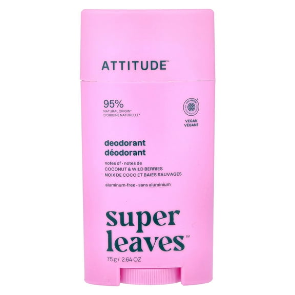 ATTITUDE Super Leaves, Deodorant Stick, Coconut & Wild Berries, 2.64 oz (75 g)