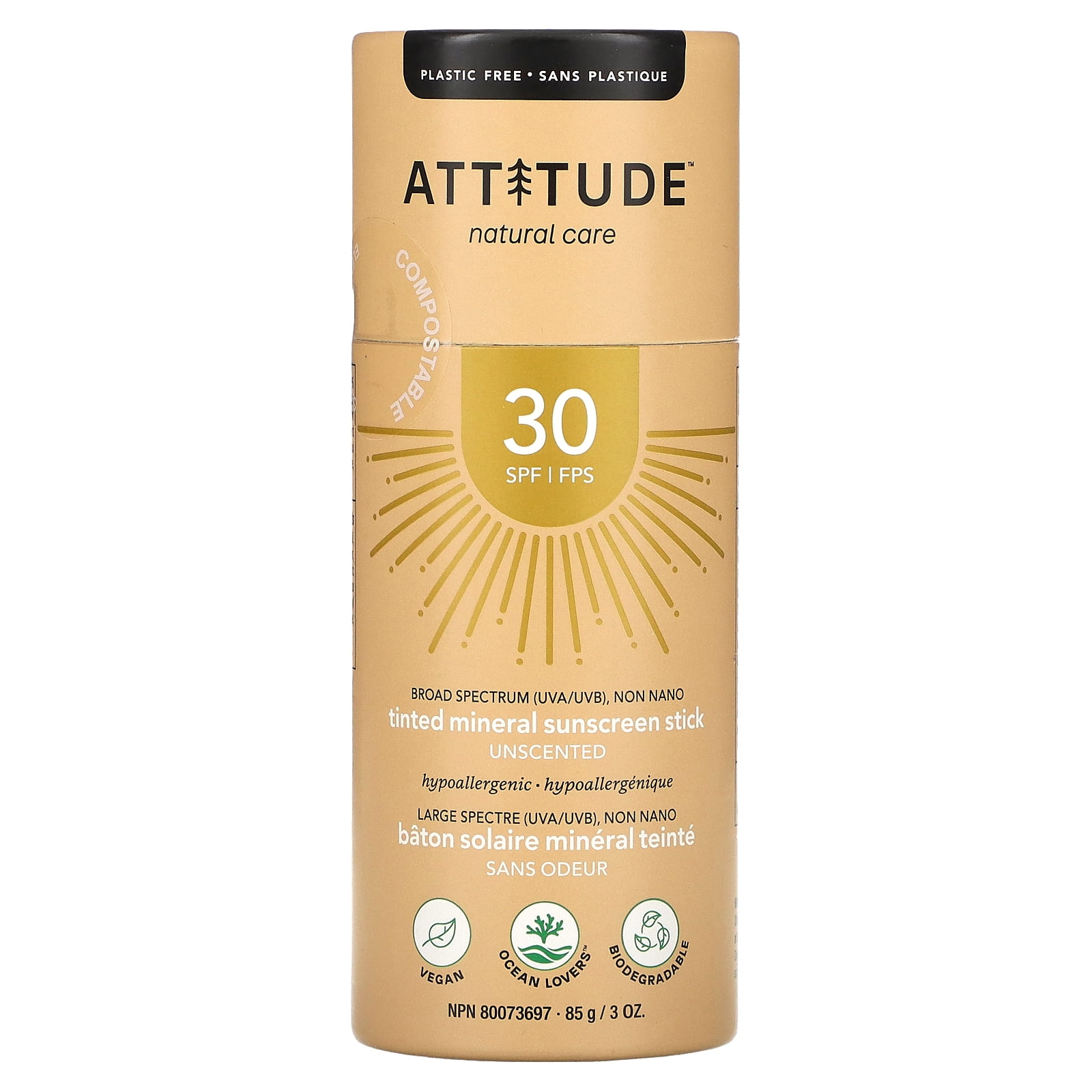Attitude Mineral Sunscreen Stick Kids SPF 30, 85 g - Ecco Verde Online Shop