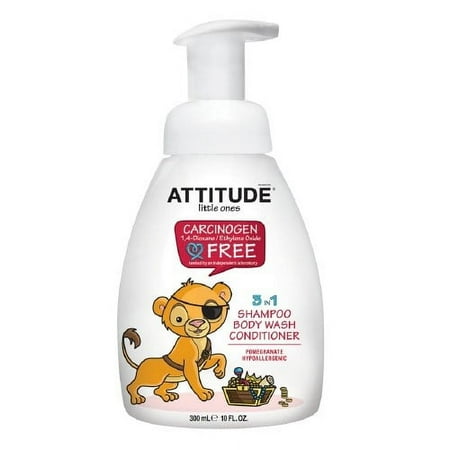 ATTITUDE little ones 3 in 1 Shampoo Body Wash Conditioner Pomegranate 10 ounce