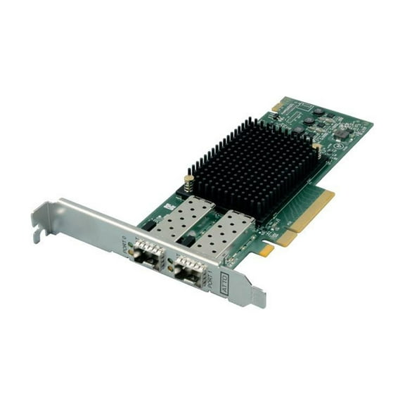 ATTO Technology Celerity FC-162P Dual Channel x8 PCIe 3.0 to 16Gbps Gen 6 Fiber Channel Host Bus Adapter with 2x LC SFP+ Transceiver, Low Profile