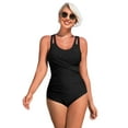 thumbnail image 1 of ATTRACO Tummy Control One Piece Swimsuits for Women Ruched Bathing Suits Strappy V Neck Monokini, 1 of 7