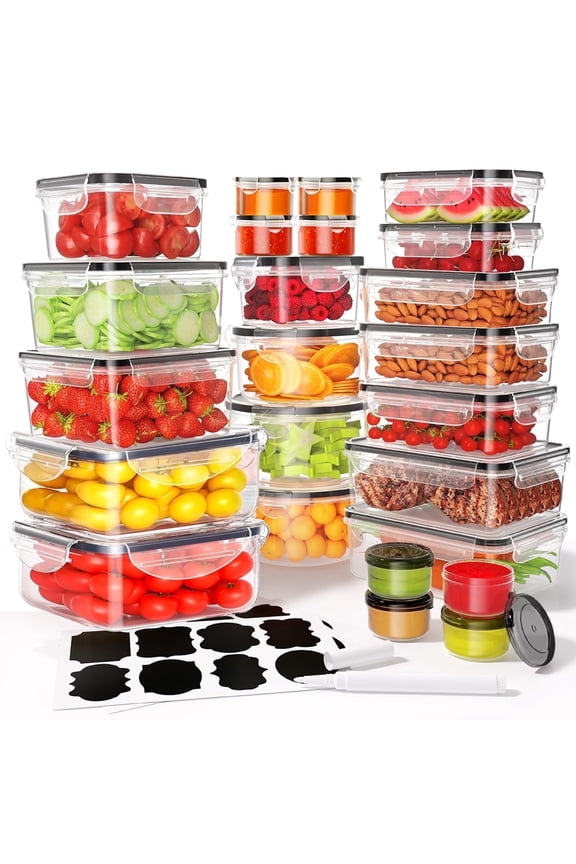 50 Pcs Food Storage Containers with Lids, Plastic Containers Kitchen Organizers and Storage(24 Containers + 24 Lids)