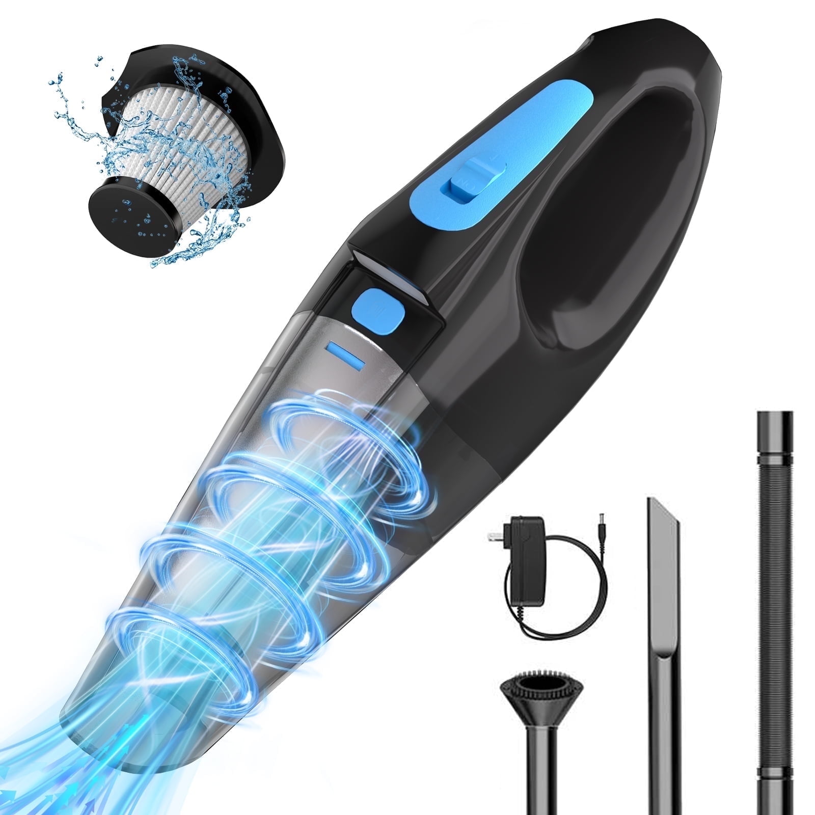 "ATUPEN Handheld Vacuum Cleaner Cordless, 9000PA Suction, LED Light, Washable Filter, 14.17""x3.94"