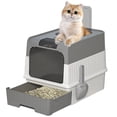 thumbnail image 1 of ATUPEN Enclosed Cat Litter Box with Lid, Large Litter Scoop High Wall Sides Enclosure(Grey), 1 of 7