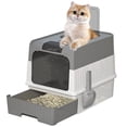 thumbnail image 1 of Enclosed Cat Litter Box with Lid, Large Litter Scoop High Wall Sides Enclosure(Grey), 1 of 7