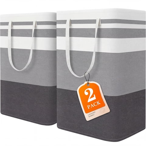 Torio Laundry Basket, 2 Pack 75L Large Collapsible Laundry Hamper Waterproof for Dorm Clothes Toy Storage